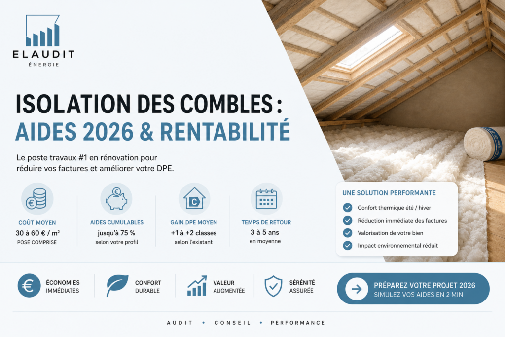 Isolation combles aides 2026 : coûts, primes et ROI