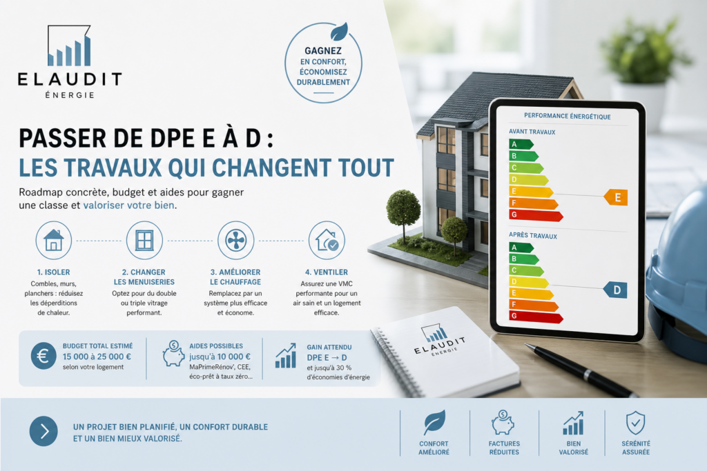 Passer DPE E à D : travaux, budget et ordre en 2026
