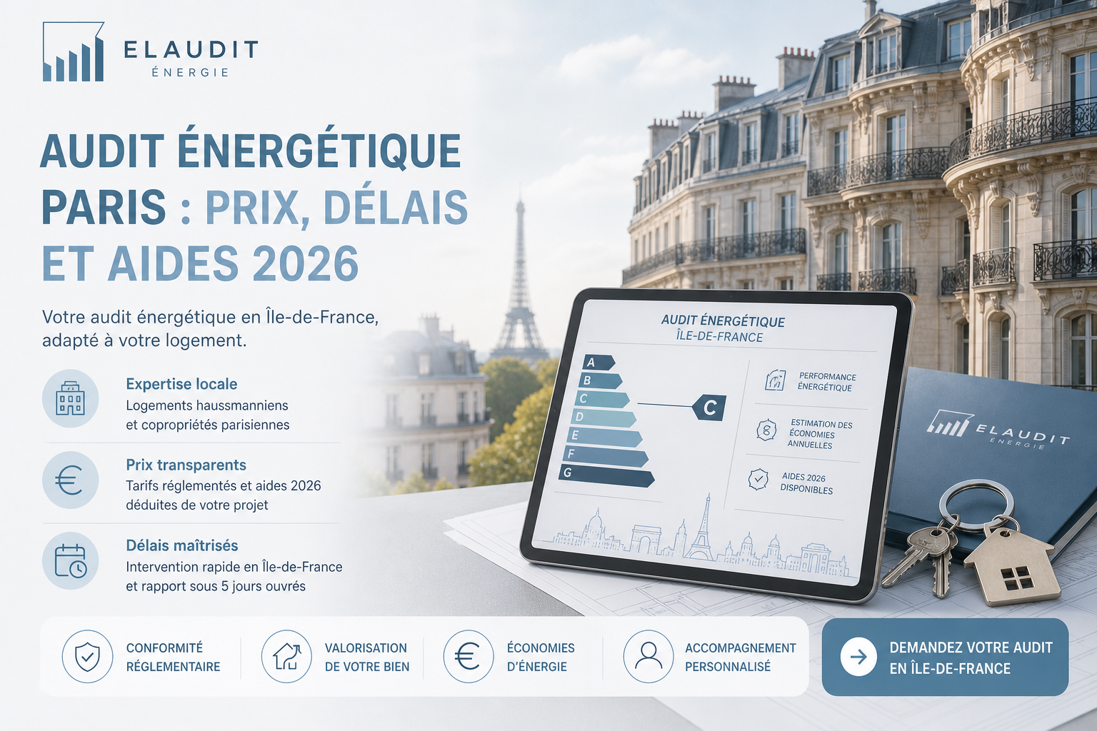 Audit énergétique Paris : prix, délais et aides 2026