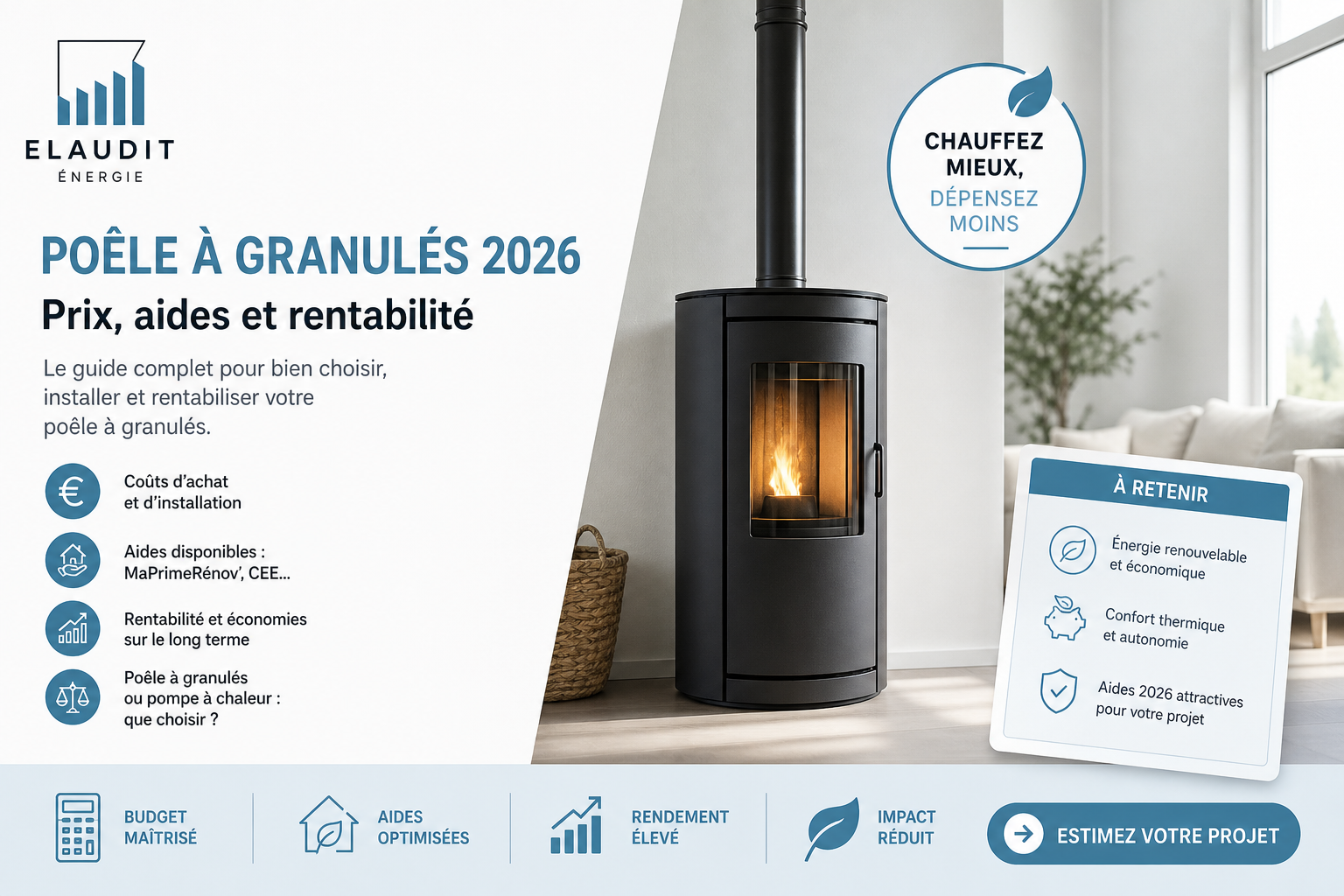 Poêle à granulés aides 2026 : prix, primes et rentabilité